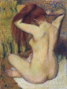 Frau, die ihr Haar kämmt, ca. 1888-90