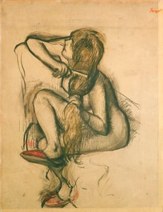 Frau, die ihr Haar kämmt von Edgar Degas