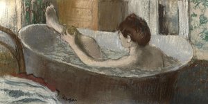 Frau in ihrer Badewanne, wäscht ihr Bein, 1883-1884 von Edgar Degas