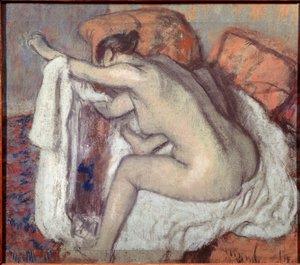 Frau, die ihren Arm abwischt. Gemälde von Edgar Degas. Pastell. Sao Paulo Kunstmuseum, Brasilien von Edgar Degas
