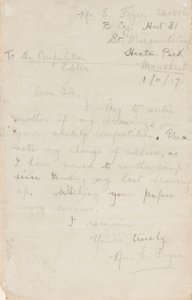 Brief an einen Zeitungswettbewerbsredakteur, 1. November 1917 von Edgar Fryer