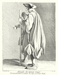 Blinder Mann aus dem Quinze-Vingts Hospital (Gravur) von Edmé (after) Bouchardon