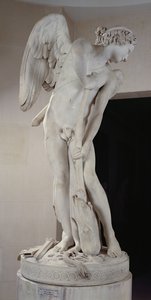 Amor schnitzt seinen Bogen aus der Keule des Herkules