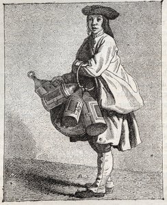 Der Laternenhändler - Kleines Gewerbe in Paris („Études prises dans le bas Peuple, ou les Cris de Paris“) - Gravur von Edme Bouchardon (1698-1762)