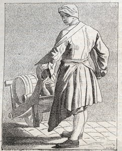 Der Essigverkäufer - Kleines Gewerbe in Paris (Études prises dans le bas Peuple, ou les Cris de Paris) (Stich von Edme Bouchardon) von Edmé Bouchardon