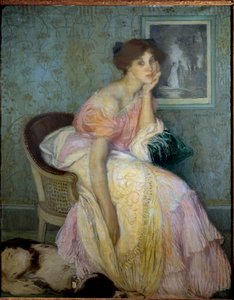 Porträt von Miss Ella Carmichael, Gouvernante der Kinder des Künstlers. Gemälde von Edmond Francois Aman Jean von Edmond François Aman Jean