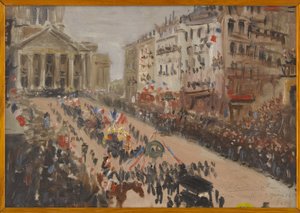 Die Beerdigung von Victor Hugo, der Zug in der Rue Soufflot, Juni 1885 von Edmond Lachenal