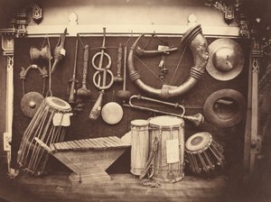 Stillleben mit Musikinstrumenten, um 1863 von Edmond Lebel