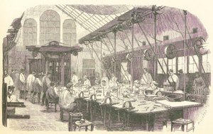 Silberschmiede bei der Arbeit in der Christophle-Besteckfabrik in Paris, veröffentlicht 1875