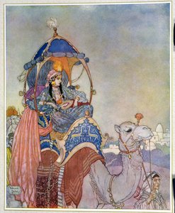 Eine Prinzessin reitet auf einem Kamel