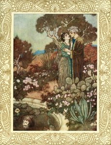 Umarmen Sie in Ihrer kleinen Gnadenstunde die wehende Zypresse, bevor die Mutter Sie in ihre Arme zurückfaltet und in einer letzten Umarmung auflöst, Illustration aus 