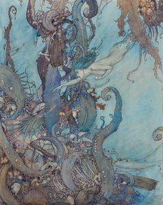 Die kleine Meerjungfrau, „Beim bloßen Anblick der hellen Flüssigkeit wichen sie erschrocken zurück“ von Edmund Dulac
