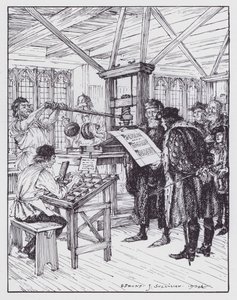 William Caxton in seiner Druckerei