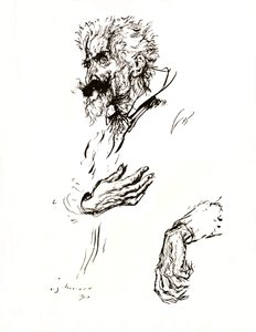 Don Quijote. Federzeichnung aus Linie: Eine Kunststudie, 1923 von Edmund Joseph Sullivan