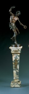 Nach einem Modell von Goldscheider, modelliert als tanzender Satyr, der Zimbeln spielt von Edmund Klotz