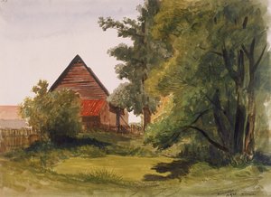 Blick auf Hampstead mit einer Scheune links, Hampstead, Camden, London, 1842 von Edmund Marks