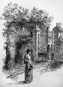 Frau vor einem Tor, Illustration für Der Sturm, Satet, Turin von Edoardo Calandra