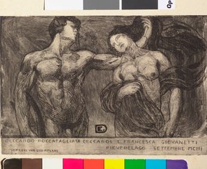 Hochzeitsanzeige des Dichters Ceccardo Roccatagliata Ceccardi mit Francesca Giovanetti von Edoardo de Albertis