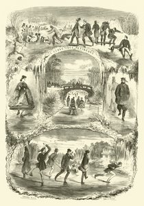 Szenen des Pariser Lebens: Schule für Schlittschuhläufer (Gravur) von Edouard (after) Riou