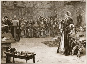 Prozess gegen Maria Stuart in Schloss Fotheringhay, Illustration aus 