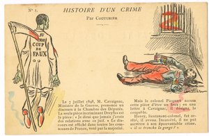 Postkarte, satirisch in Farben: Dreyfus-Affäre - Henry Colonel Illustration von Couturier von Edouard Couturier
