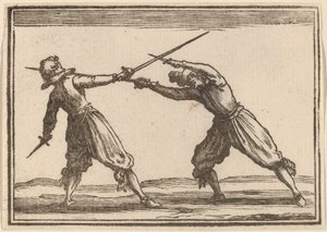 Duell mit Schwertern und Dolchen von Edouard Eckman after Jacques Callot
