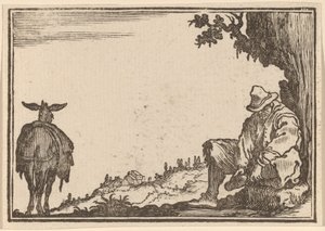 Bauer zieht seinen Schuh aus von Edouard Eckman after Jacques Callot