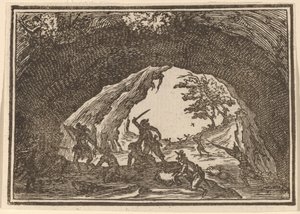 Soldaten greifen Räuber an von Edouard Eckman after Jacques Callot