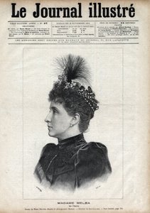 Porträt von Nellie Melba (Helen Porter Mitchell, genannt) (1861-1931), australische Sopranistin - Gravur von Navellier in „The Illustrous Journal“ von 1891