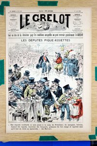 Titelblatt von „Le Grelot“, Nummer 1323, Satirisch in Farben