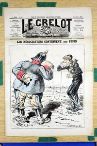 Cover von „Le Grelot“, Nummer 388, satirisch in Farben