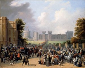 Ankunft von König Louis-Philippe im Windsor Castle von Édouard Henri Théophile Pingret