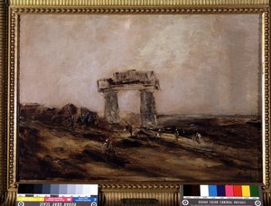 Ruinen eines Tempels in der Wüste von Edouard Jacques Dufeu