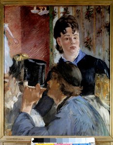 Eine junge Frau serviert Bier an elegante und populäre Gäste. Gemälde von Edouard Manet (1832-1883) 1878 Paris, Musée d