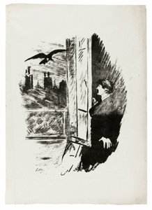 Am Fenster ("Hier öffnete ich den Fensterladen..."), aus Der Rabe (Le Corbeau) von Édouard Manet