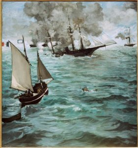 Die Schlacht zwischen der U.S.S. Kearsarge und der C.S.S. Alabama von Édouard Manet