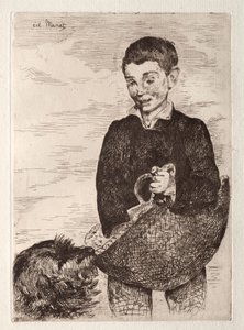 Der Junge mit dem Hund, mit dem Korb von Édouard Manet