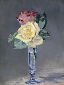 Rosen in einem Champagnerglas, ca. 1882