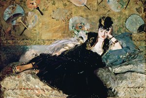 Die Dame mit Fächern, Porträt von Nina de Callias (1844-84) ca. 1873-74