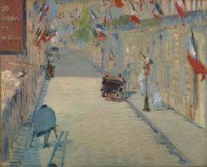 Die Rue Mosnier mit Fahnen