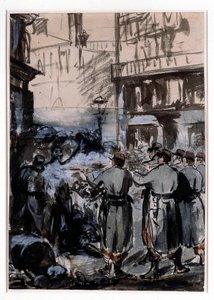 Stadt von 1871: die Barrikade von Édouard Manet