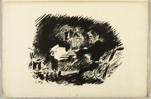 Unter der Lampe ("Es war einmal ein düsteres Mitternacht..."), aus Der Rabe (Le Corbeau) von Édouard Manet