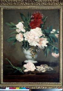 Vase mit Pfingstrosen auf einem Tisch von Édouard Manet