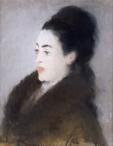 Frau im Pelzmantel im Profil, 1879