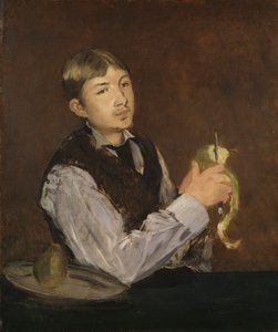 Junger Junge, der eine Birne schält, ca. 1867