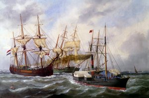Zwei Dreimaster von Le Neptune in Le Havre im Jahr 1882