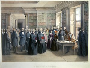 König Louis-Philippe unterschreibt das Gästebuch während seines Besuchs am Eton College am 10. Dezember
