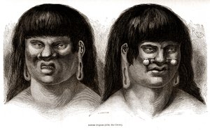 Paar peruanischer Orejones-Indianer (Ccotos-Stamm)