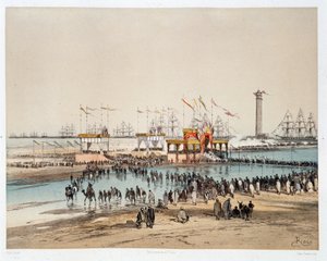 Einweihung des Suezkanals in Port Said - in „Durch den Isthmus von Suez“ von Riou, Marius Fontaine