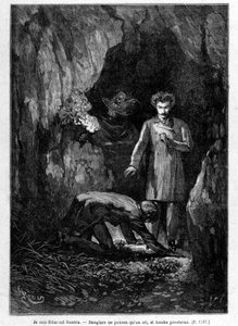 Ich bin Edmond Dantès - Gravur von Riou, in „Der Graf von Monte Cristo“ von A. Dumas, ed. Jules Rouff & Cie von Edouard Riou